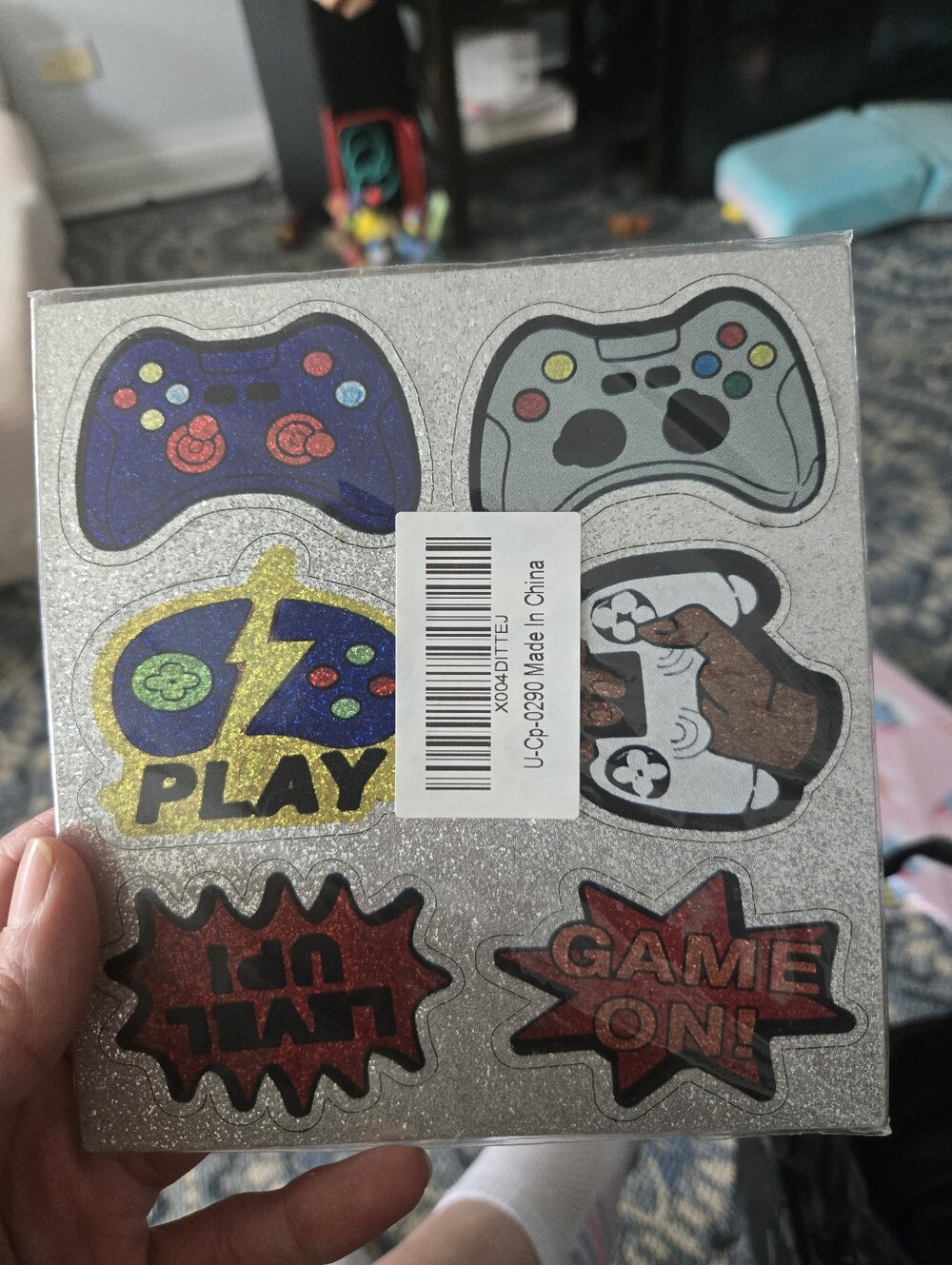 Glitter Gaming Controller Cupcake Toppers- Blue, Gray, Gold, Red, Black